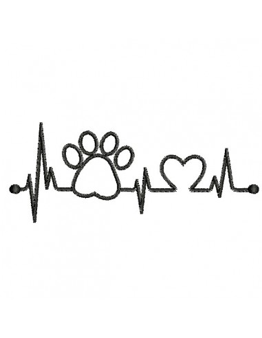 Instant download machine embroidery  heart dog paw