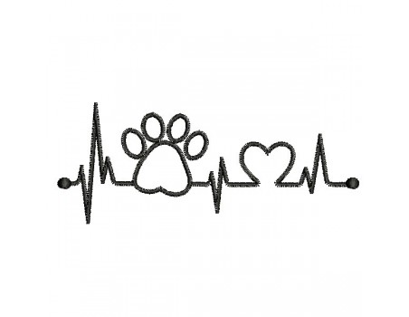 Instant download machine embroidery  heart dog paw