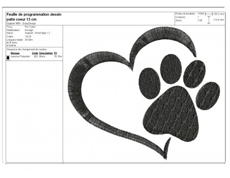 Instant download machine embroidery  love  dog paw