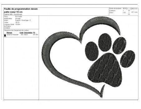 Instant download machine embroidery  love  dog paw