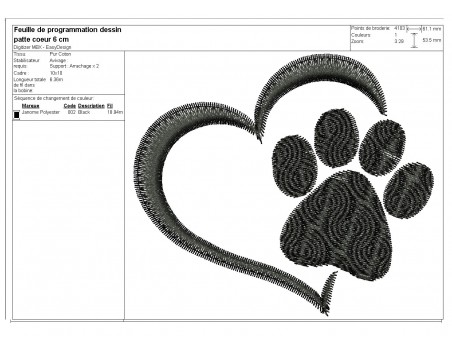 Instant download machine embroidery  love  dog paw