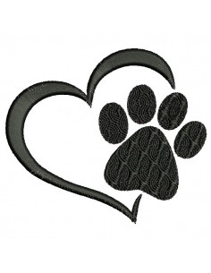 Motif de broderie machine  coeur patte