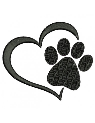 Instant download machine embroidery  love  dog paw