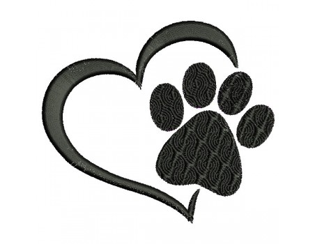 Instant download machine embroidery  love  dog paw