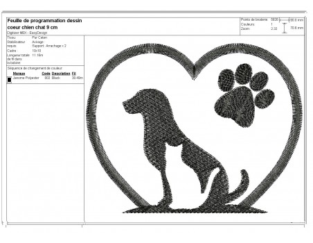 Instant download machine embroidery  heart dog  and cat paws