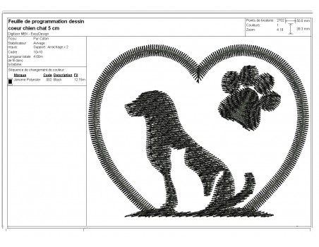 Instant download machine embroidery  heart dog  and cat paws