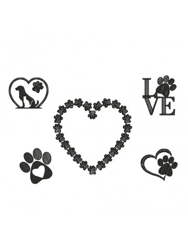 Instant download machine embroidery  heart dog  and cat