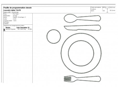 Instant download machine embroidery applique Children's cutlery