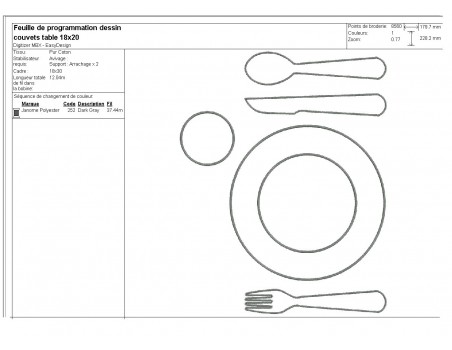 Instant download machine embroidery applique Children's cutlery