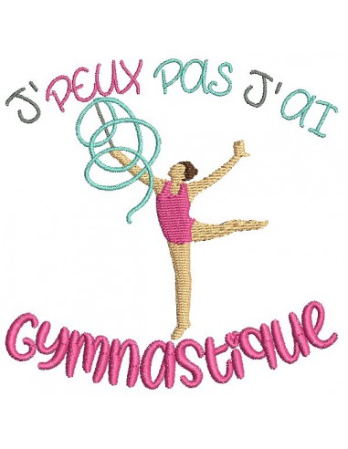 Motif de broderie machine j'peux pas j'ai gymnastique