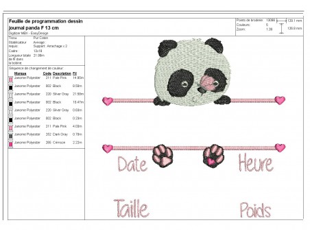 instant download machine embroidery design customizable birth journal girl  koala