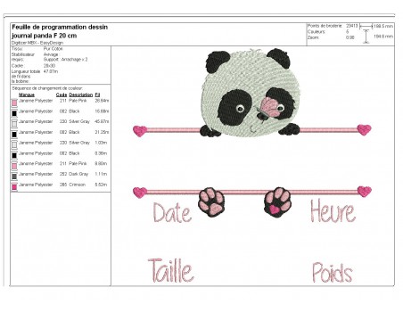 instant download machine embroidery design customizable birth journal girl  koala