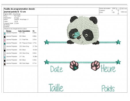 instant download machine embroidery design customizable birth journal boy  koala
