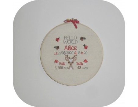 instant download machine embroidery design customizable birth journal  fox boho