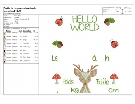 instant download machine embroidery design customizable birth journal  fox boho