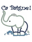 Instant download machine embroidery applique bather elephant