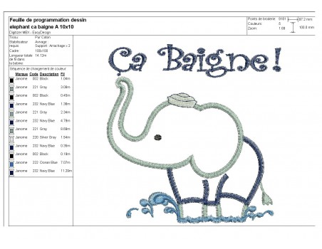 Instant download machine embroidery bather elephant