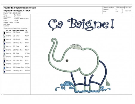 Instant download machine embroidery bather elephant