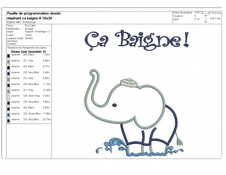 Instant download machine embroidery bather elephant