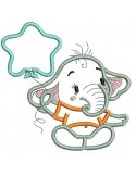 Instant download machine embroidery applique  elephant with balloon
