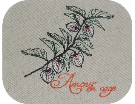 Motif de broderie machine  Amour en cage ou Physalis