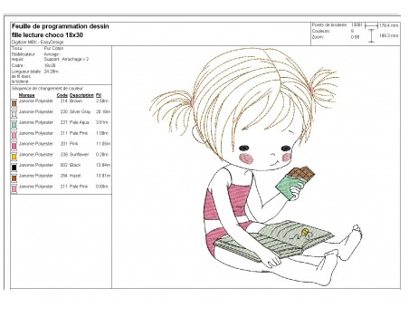 Instant download machine embroidery design  littlegirl drinking grenadine syrup