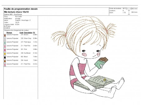 Instant download machine embroidery design  littlegirl drinking grenadine syrup