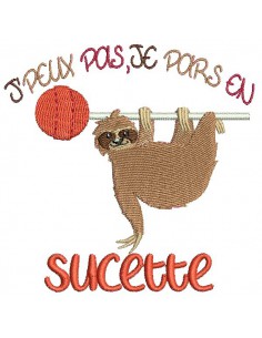 Motif de broderie machine texte humour j'peux pas je pars en sucette