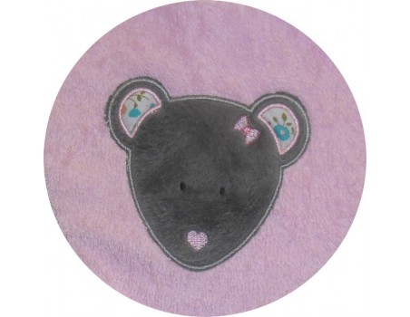 Motif de broderie machine tête de souris appliqué