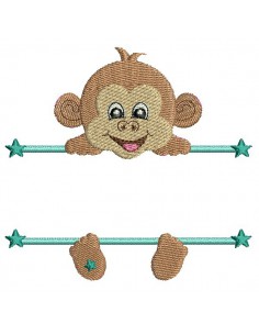 Motif de broderie machine singe  prénom garçon