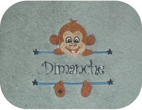 Motif de broderie machine singe  prénom garçon