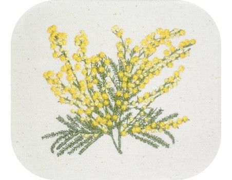 Motif de broderie machine  branche de mimosa