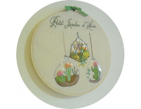 Motif de broderie machine  cactus jardin d'hiver en 3D