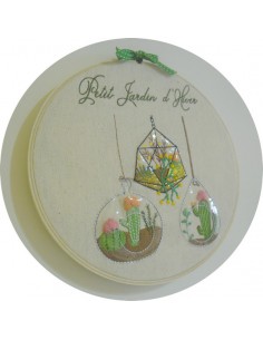 Motif de broderie machine  cactus jardin d'hiver en 3D