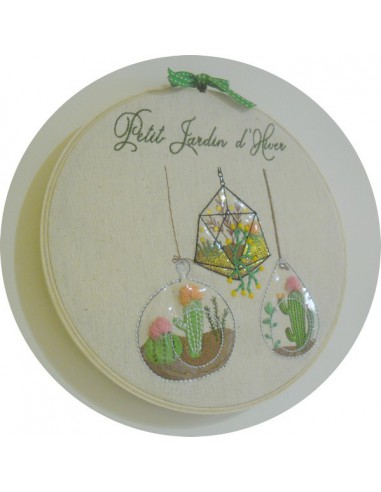 Motif de broderie machine  cactus jardin d'hiver en 3D