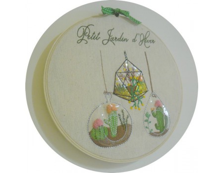 Motif de broderie machine  cactus jardin d'hiver en 3D