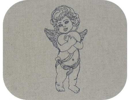 Motif de broderie machine petit  ange avec un coeur