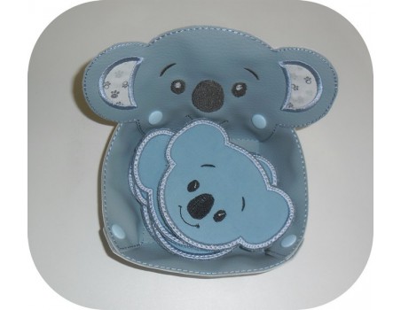 Motif de broderie machine  lingettes tête de koala   en ITH