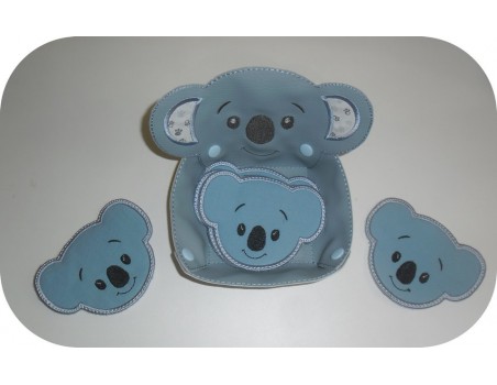 Motif de broderie machine  lingettes tête de koala   en ITH