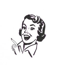 Motif de broderie visage femme rétro