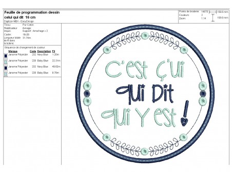 Motif de broderie machine  mots d'enfants c'est ç'ui  qui dit qui y est