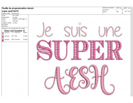 Motif de broderie  machine super AESH