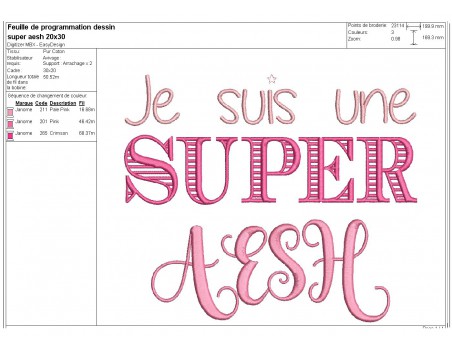 Motif de broderie  machine super AESH