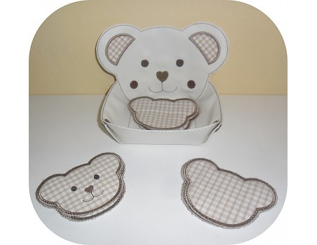 Instant download machine embroidery design ith reusable koala head cotton wipes