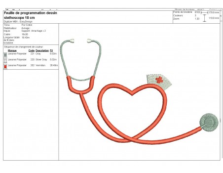 Motif de broderie machine stéthoscope