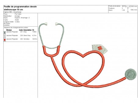 Motif de broderie machine stéthoscope