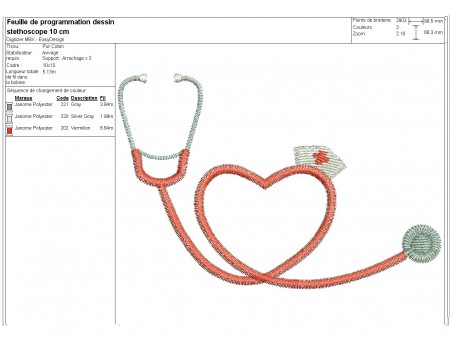 Motif de broderie machine stéthoscope