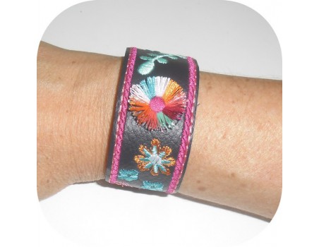 Instant download machine embroidery ith wristband with round tassel 3D