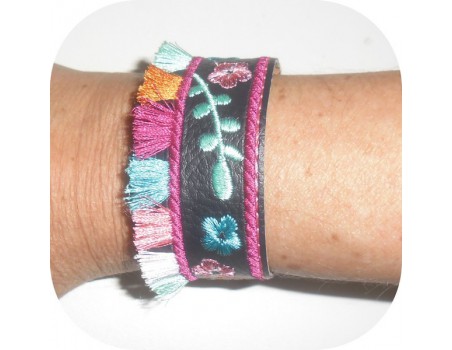 Instant download machine embroidery ith wristband with fringes  tassel 3D