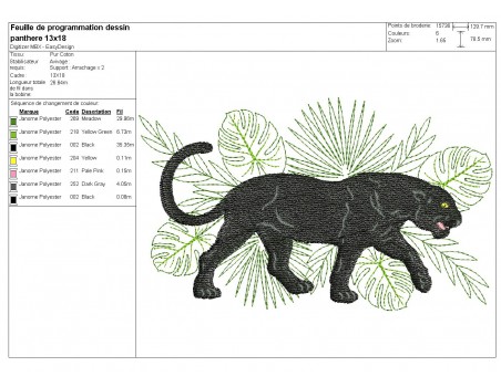 Motif de broderie machine panthère noire